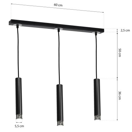 Luster na lanku DANI 3xGU10/8W/230V