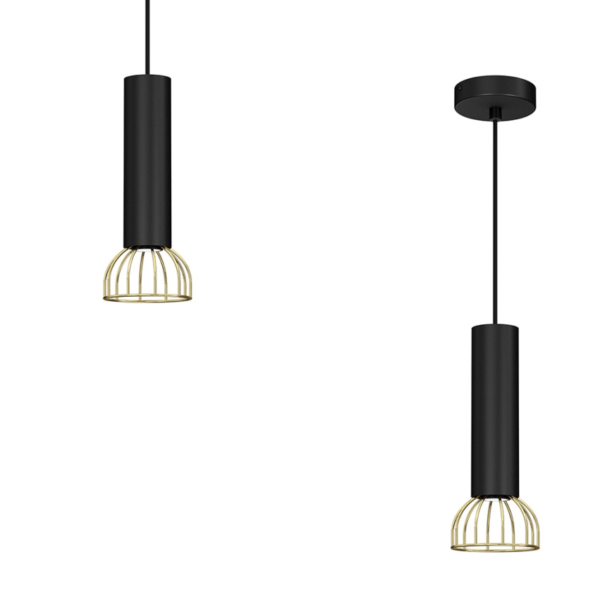 Luster na lanku DANTE 1xGU10/25W/230V čierna/zlatá