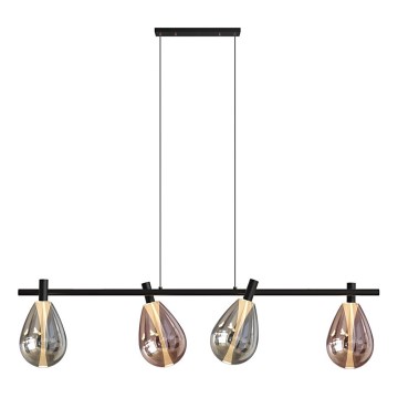 Luster na lanku DENSO 4xG9/5W/230V čierny chróm/medená