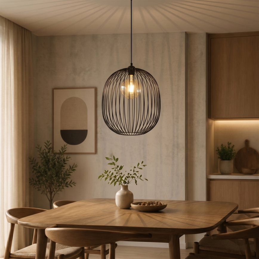 Luster na lanku DESTELLO 1xE27/15W/230V pr. 33 cm čierny