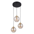 Luster na lanku DEVI 3xE27/15W/230V čierna/dymová béžová