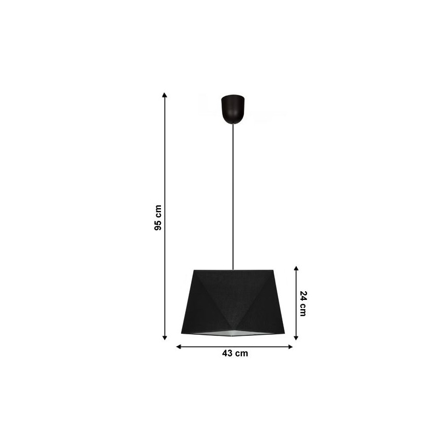 Luster na lanku DIAMENT 1xE27/60W/230V čierna