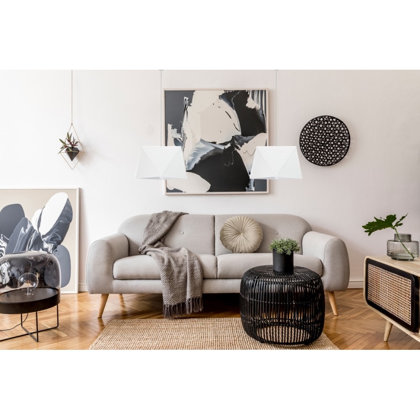 Luster na lanku DIAMENT 2xE27/60W/230V biela