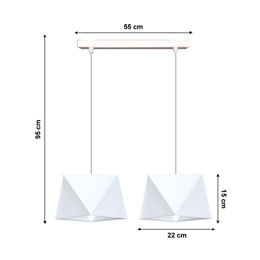 Luster na lanku DIAMENT 2xE27/60W/230V biela