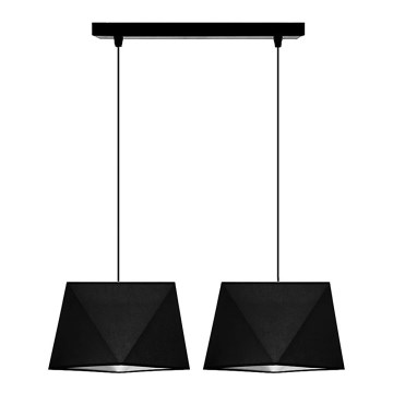 Luster na lanku DIAMENT 2xE27/60W/230V čierna