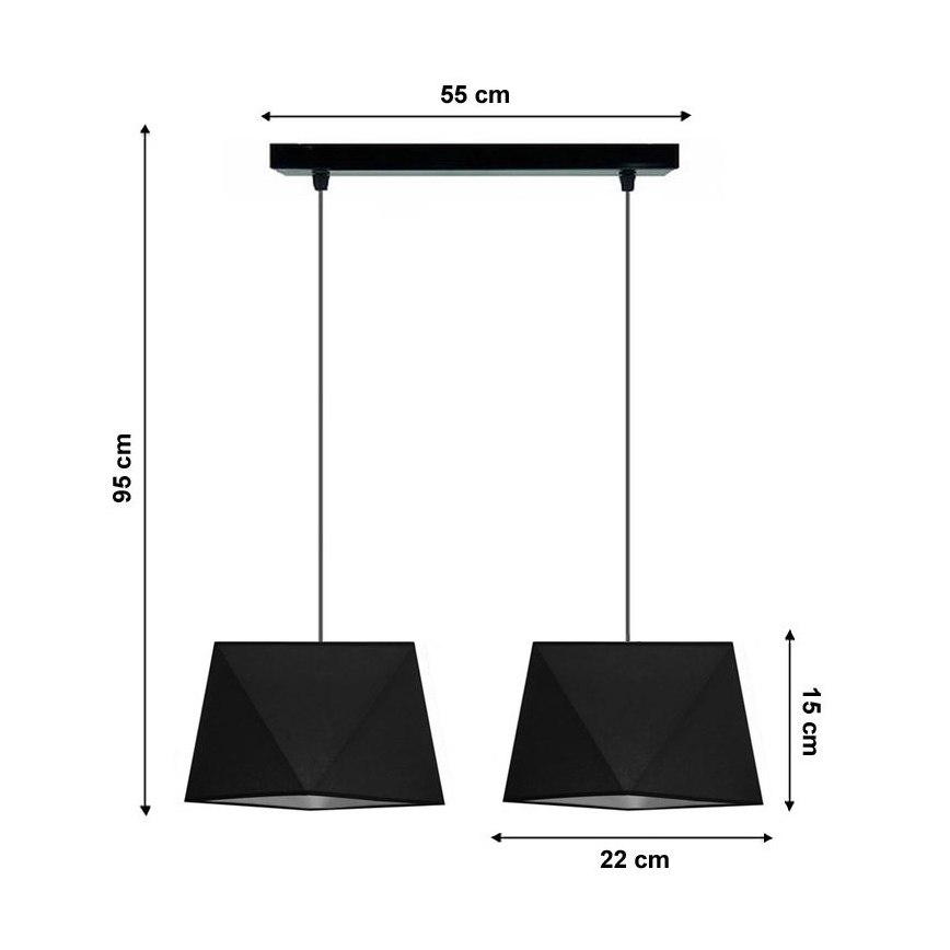 Luster na lanku DIAMENT 2xE27/60W/230V čierna
