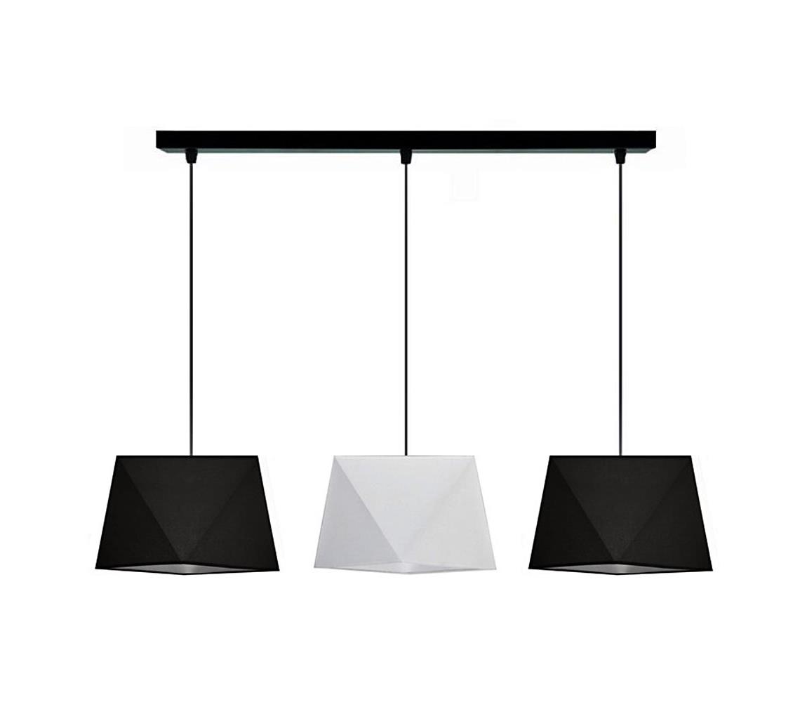 Luster na lanku DIAMENT 3xE27/60W/230V bielo-čierna