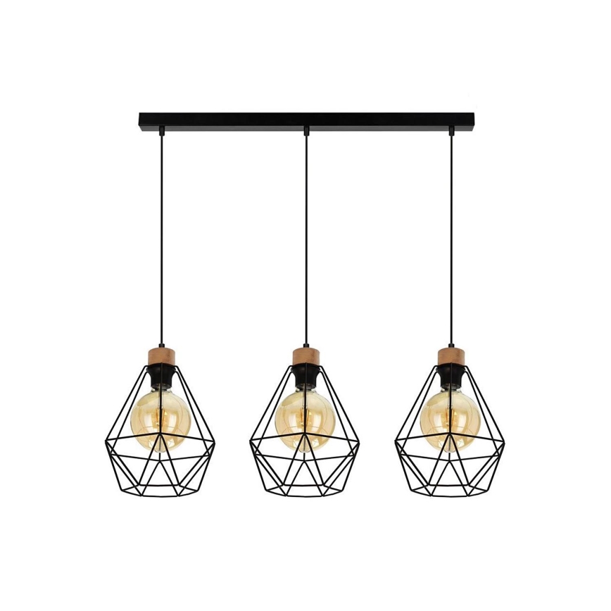 Luster na lanku DIAMENT 3xE27/60W/230V dub – FSC certifikované