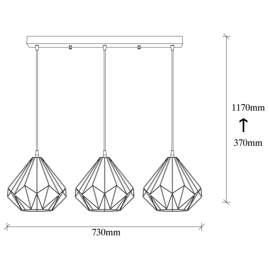 Luster na lanku DIAMOND 3xE27/100W/230V
