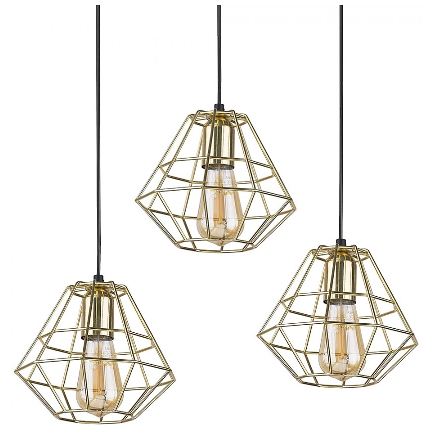 Luster na lanku DIAMOND 3xE27/60W/230V zlatá