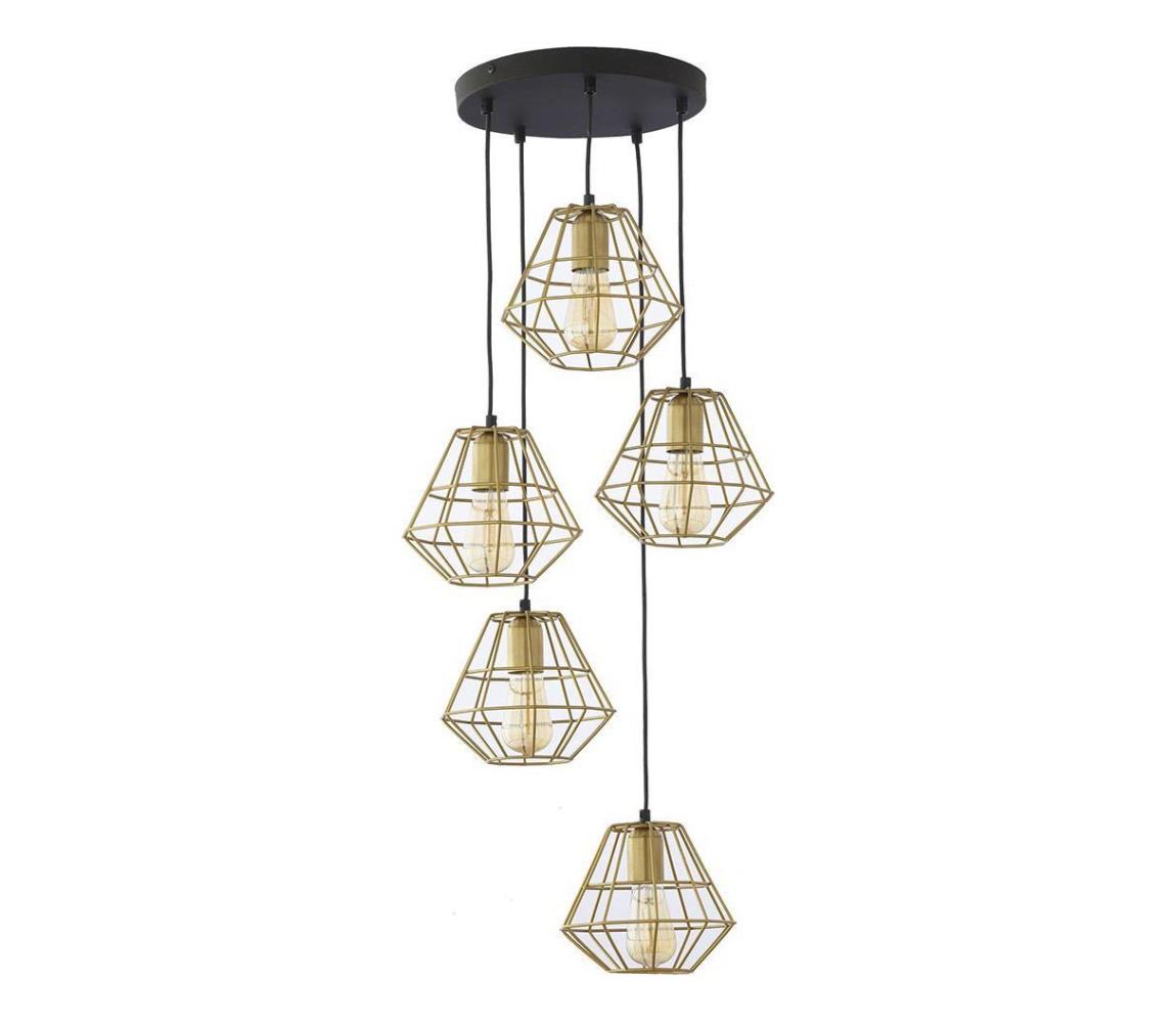 Luster na lanku DIAMOND 5xE27/15W/230V čierna/zlatá 3216