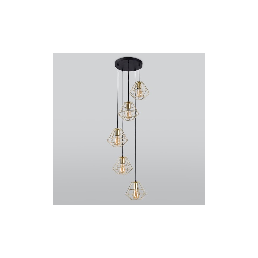 Luster na lanku DIAMOND 5xE27/60W/230V