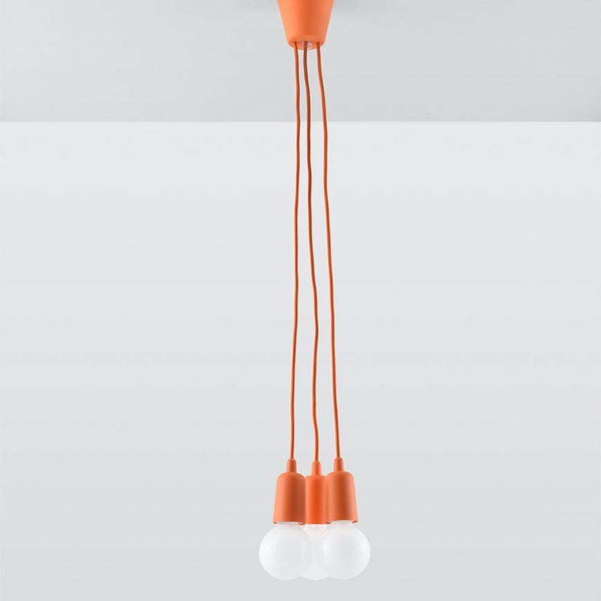 Luster na lanku DIEGO 3xE27/60W/230V oranžová