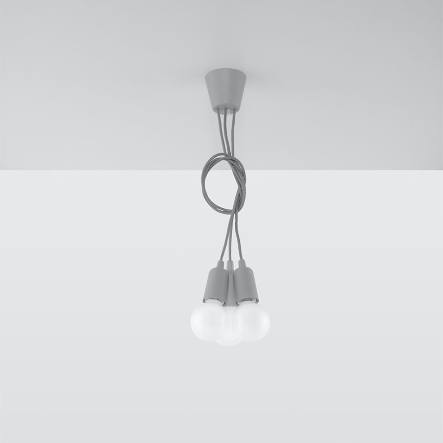 Luster na lanku DIEGO 3xE27/60W/230V šedá