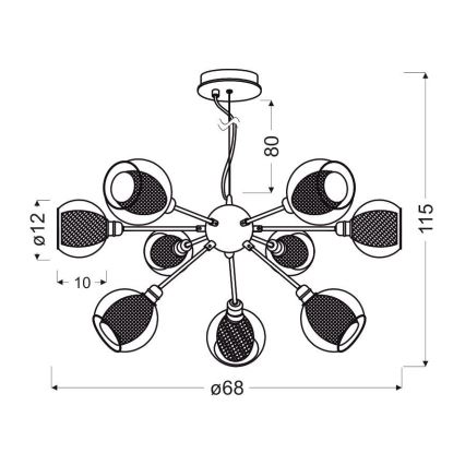 Luster na lanku DIXI 9xE14/40W/230V