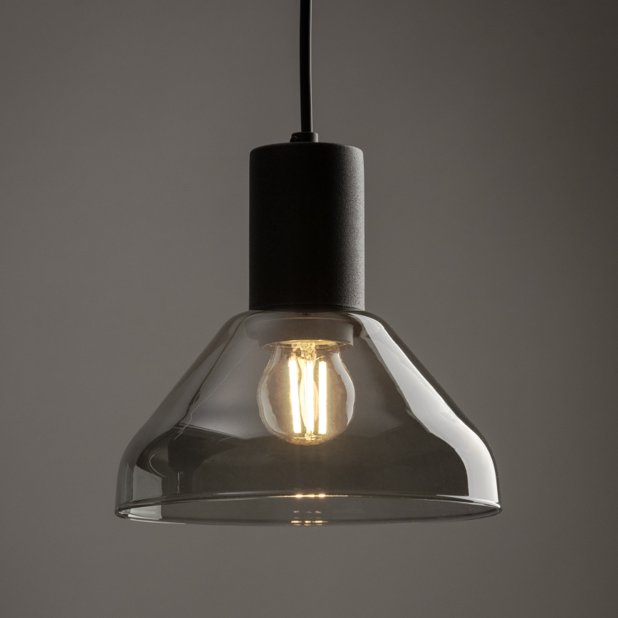 Luster na lanku do 3-fázového lištového systému NEO 1xE27/15W/230V čierna/dymová čierna