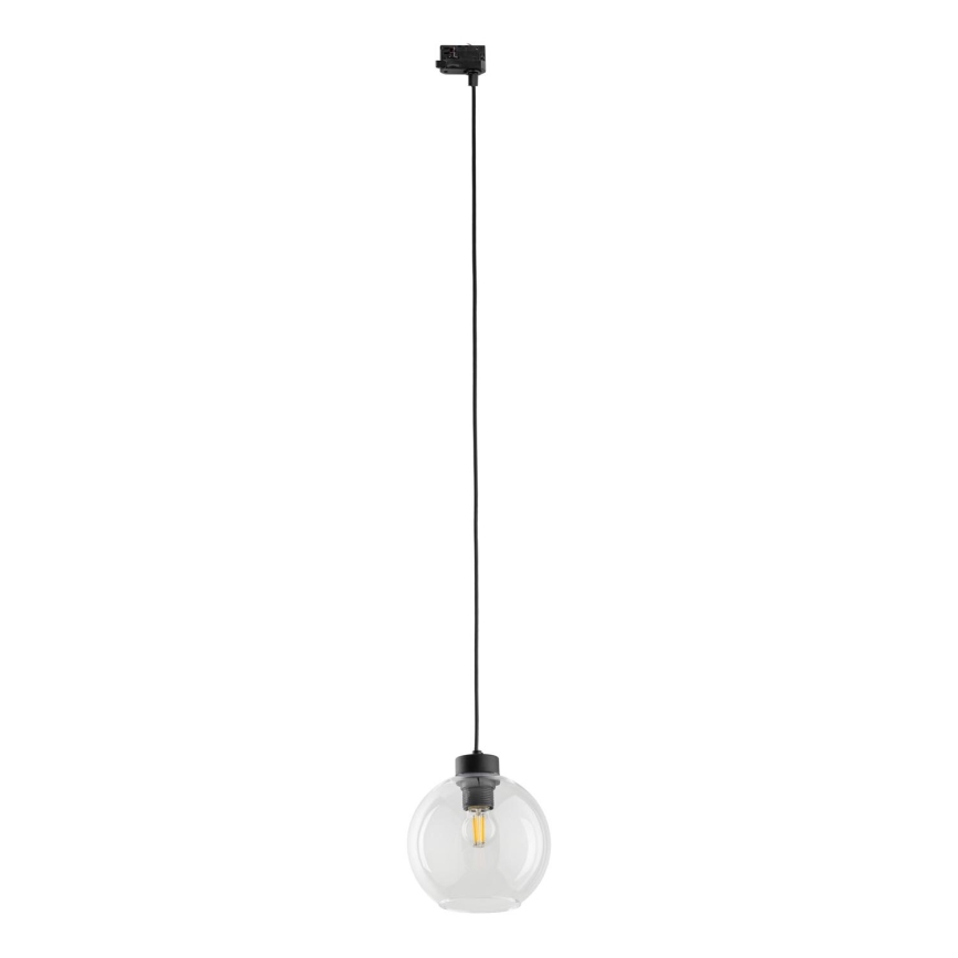 Luster na lanku do 3-fázového lištového systému CUBUS 1xE27/15W/230V čierna/číra