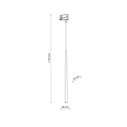 Luster na lanku do 3-fázového lištového systému PIANO 1xG9/8W/230V čierna