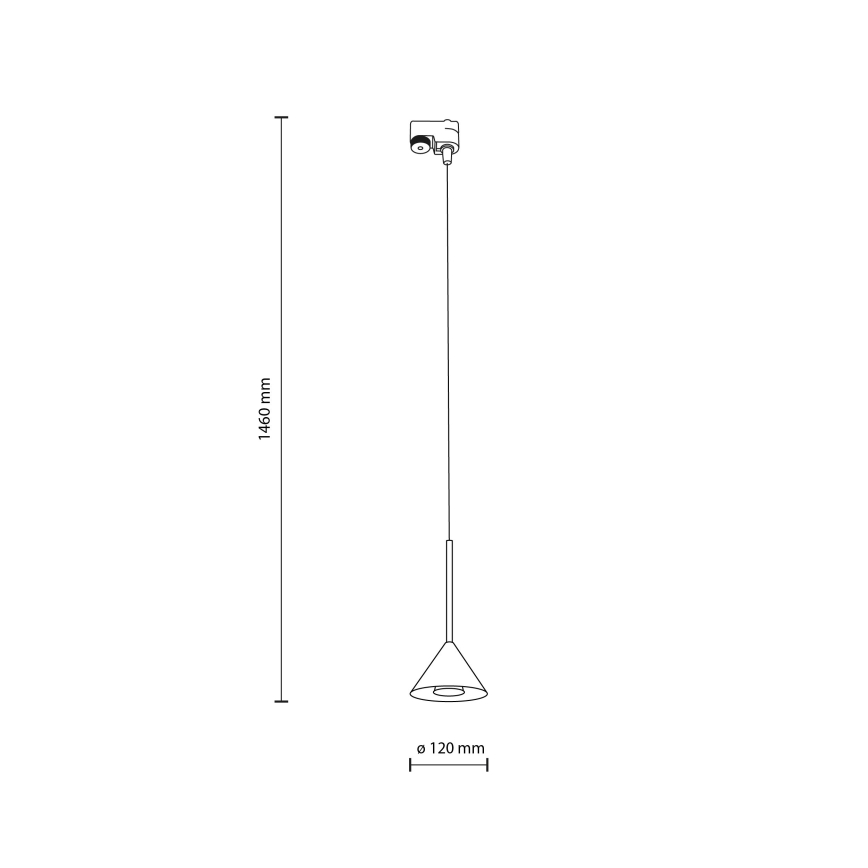 Luster na lanku do 1-fázového lištového systému CONO MINI 1xGU10/10W/230V čierna