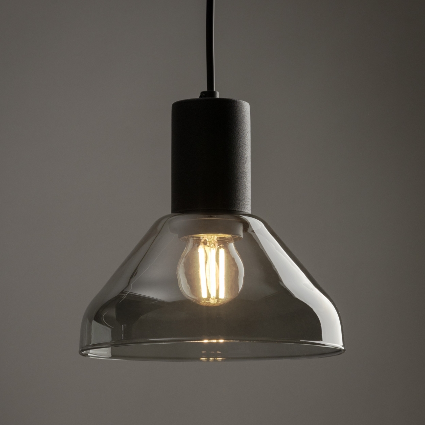 Luster na lanku do 1-fázového lištového systému NEO 1xE27/15W/230V čierna/dymová čierna
