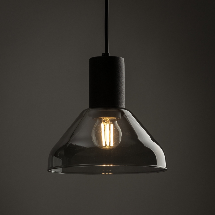 Luster na lanku do 1-fázového lištového systému NEO 1xE27/15W/230V čierna/dymová čierna