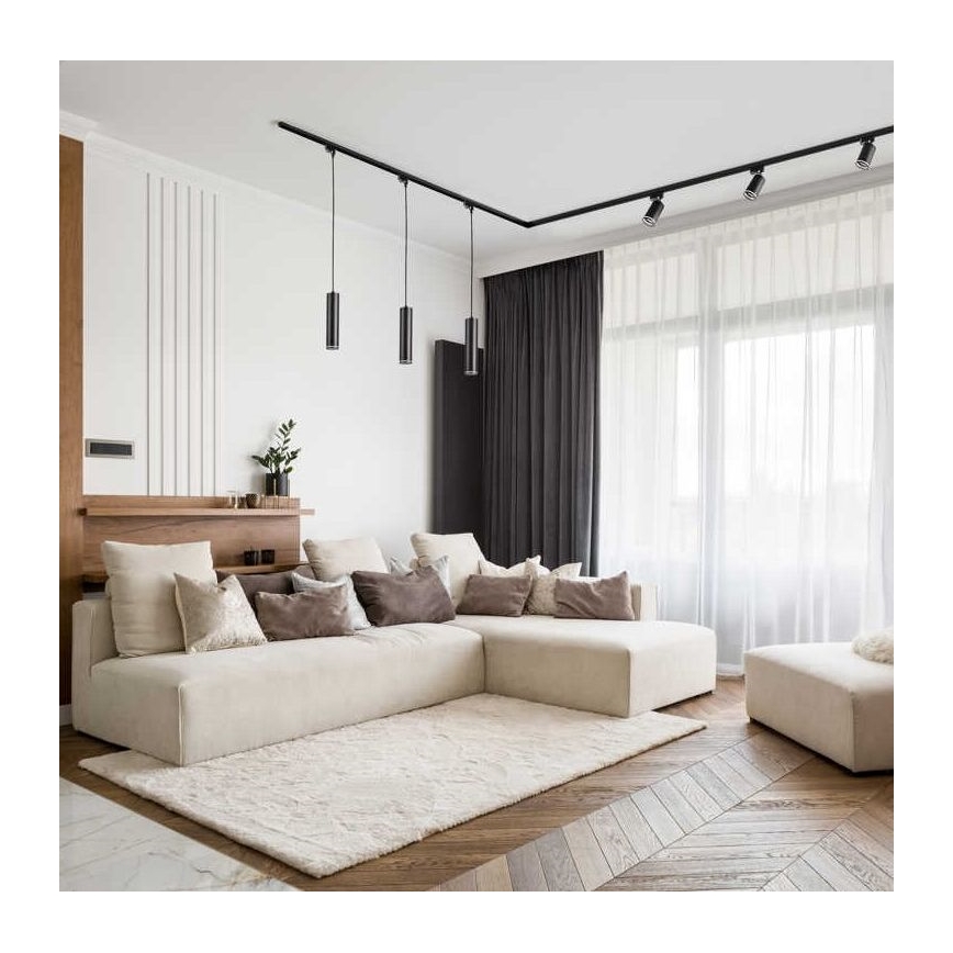 Luster na lanku do lištového systému PARIS 1xGU10/10W/230V čierna