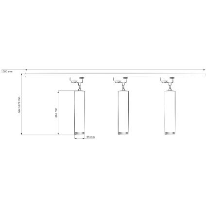 Luster na lanku do lištového systému PARIS 3xGU10/10W/230V + 1 m lištový systém biela