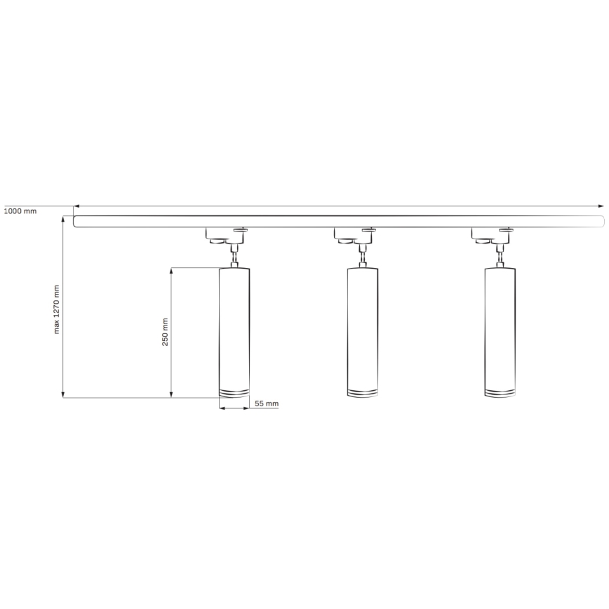 Luster na lanku do lištového systému PARIS 3xGU10/10W/230V + 1 m lištový systém biela