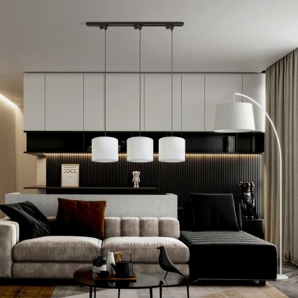 Luster na lanku do 1-fázového lištového systému TRACER 1xE27/15W/230V pr. 20 cm čierna/biela
