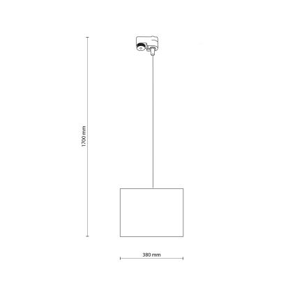 Luster na lanku do 1-fázového lištového systému TRACER 1xE27/15W/230V pr. 38 cm čierna