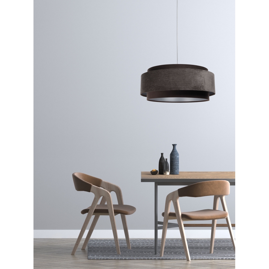 Luster na lanku DOBLO 1xE27/60W/230V pr. 60 cm hnedá/strieborná