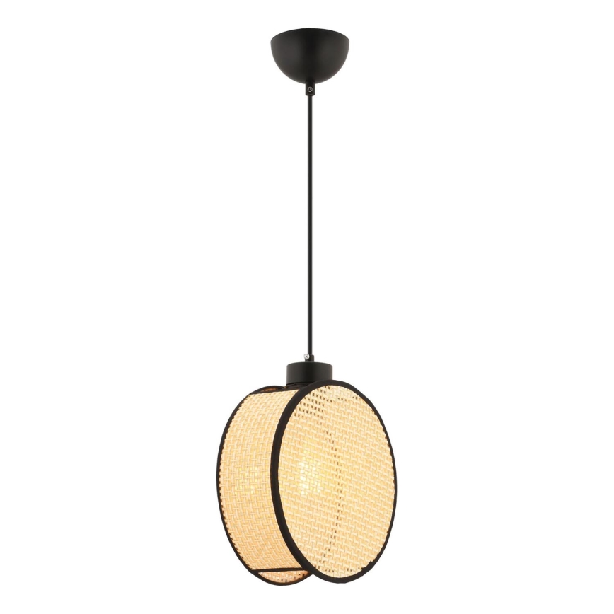 Luster na lanku DRUM 1xE27/60W/230V béžová/čierna