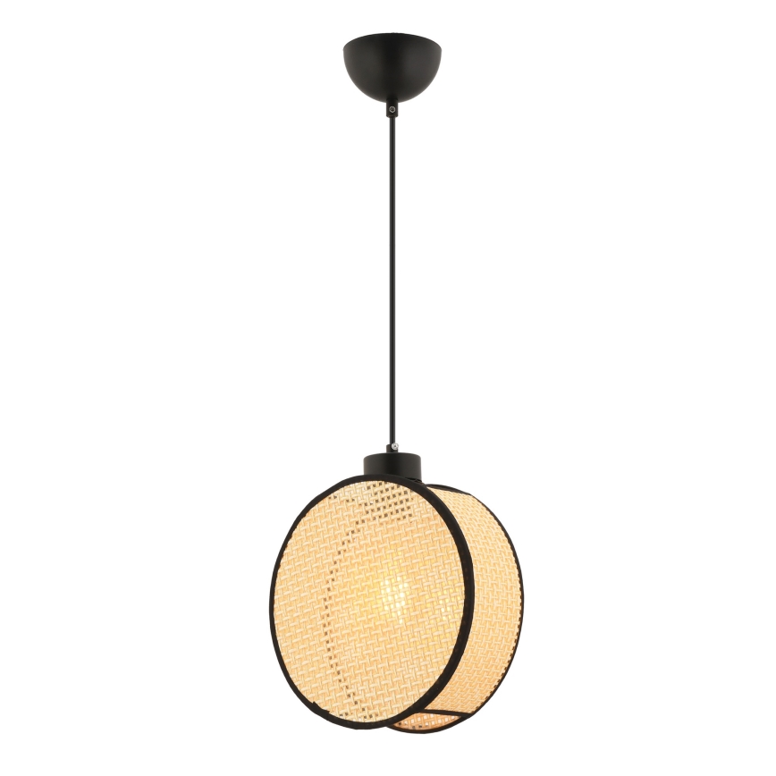 Luster na lanku DRUM 1xE27/60W/230V béžová/čierna
