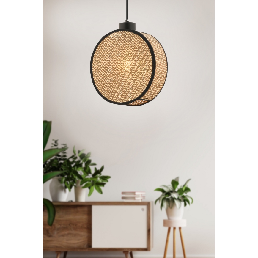 Luster na lanku DRUM 1xE27/60W/230V hnedá/čierna
