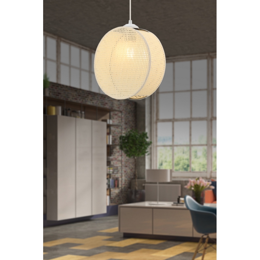 Luster na lanku DRUM 1xE27/60W/230V krémový