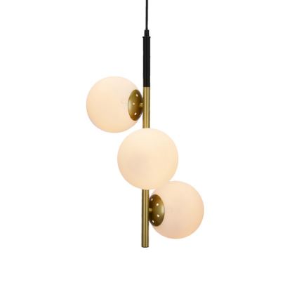 Luster na lanku DUO 3xE14/40W/230V zlatá/čierna