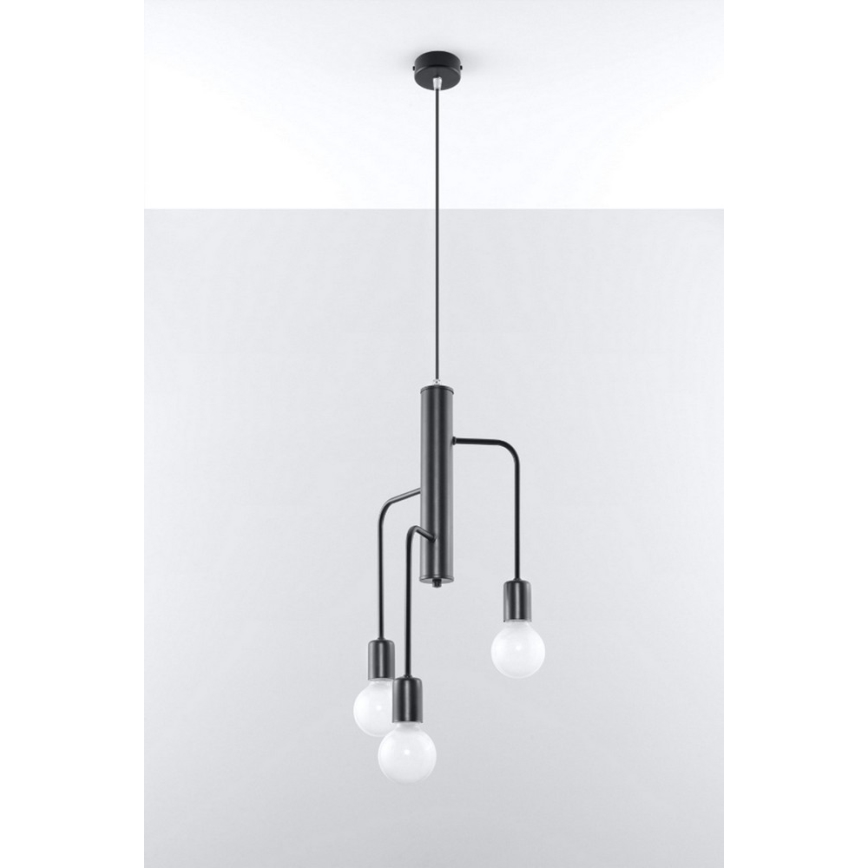 Luster na lanku DUOMO 3M 3xE27/60W/230V čierna