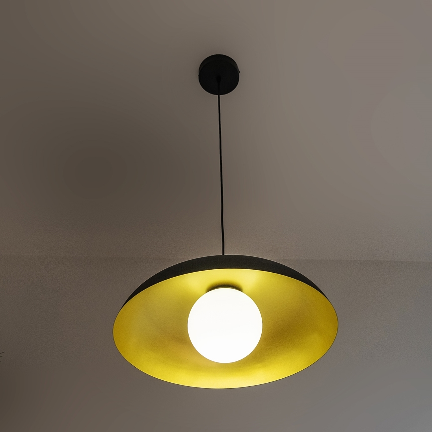 Luster na lanku ECLIPSE 1xE27/15W/230V čierna/zlatá