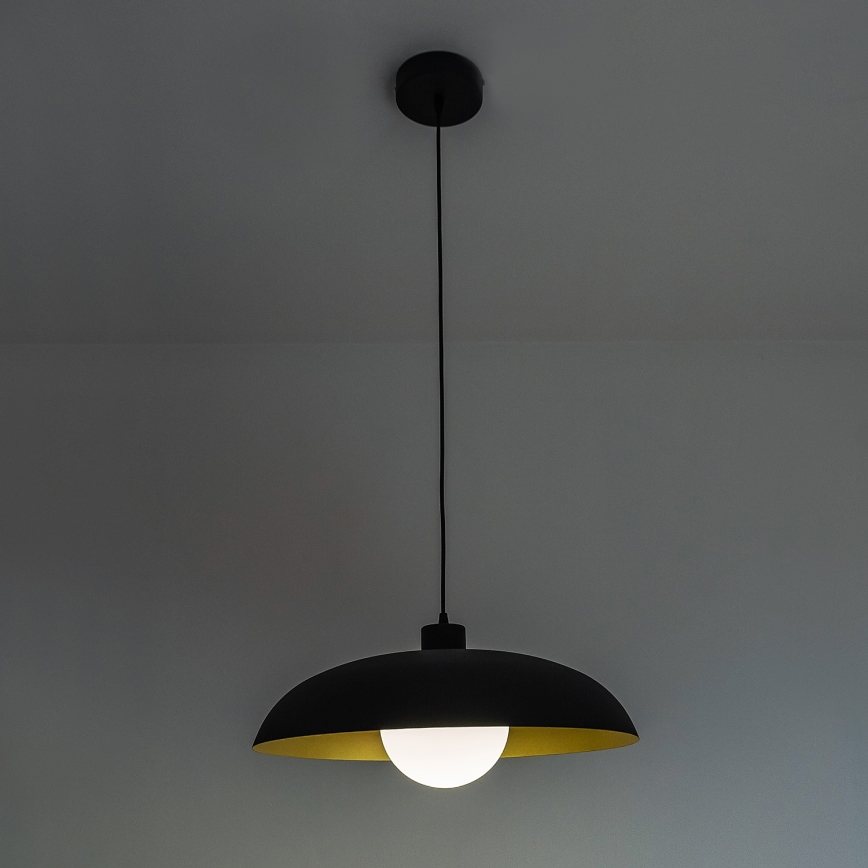 Luster na lanku ECLIPSE 1xE27/15W/230V čierna/zlatá