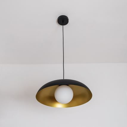 Luster na lanku ECLIPSE 1xE27/15W/230V čierna/zlatá