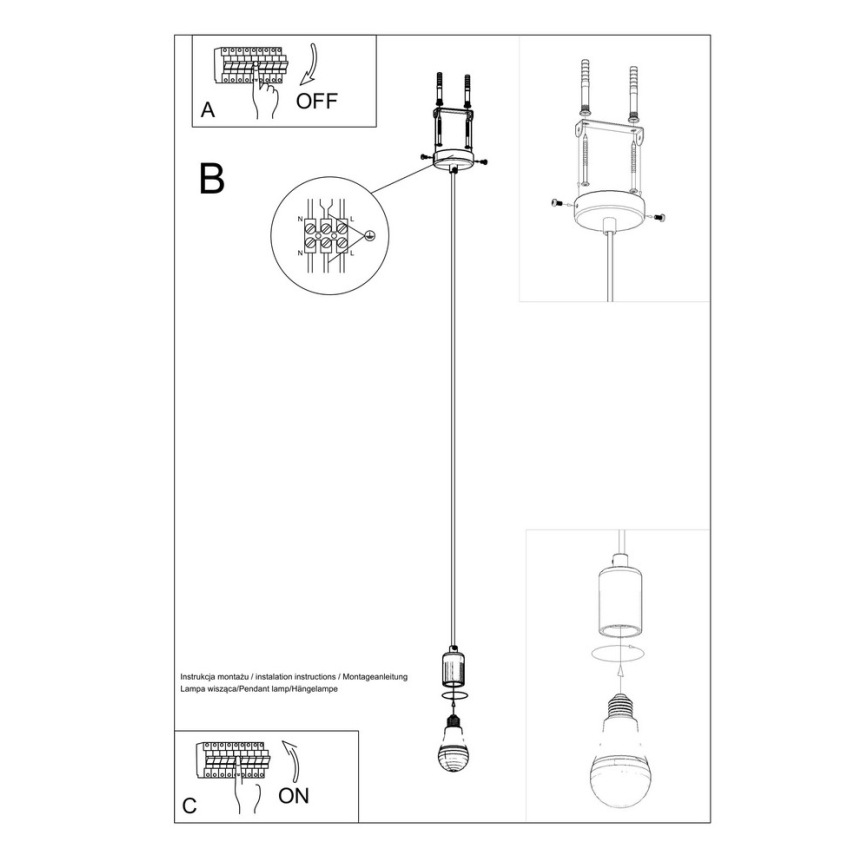 Luster na lanku EDISON 1xE27/60W/230V čierna