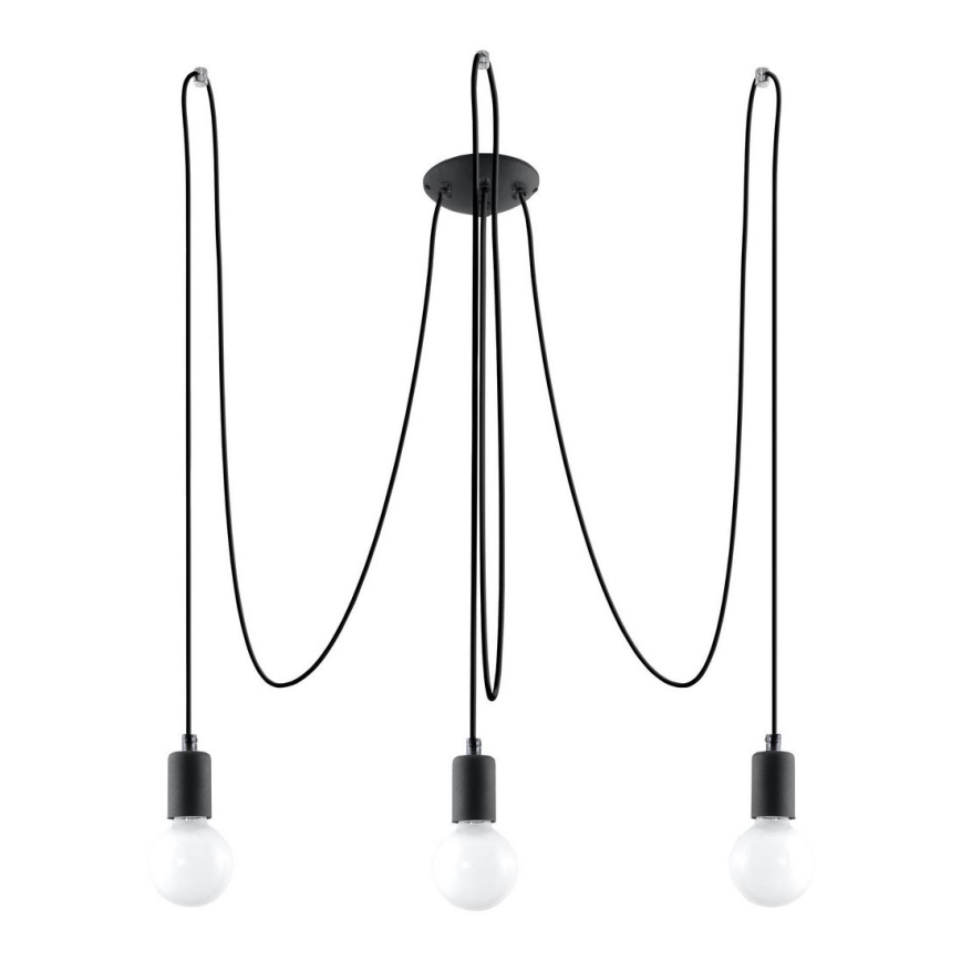 Luster na lanku EDISON 3 3xE27/60W/230V pavúk čierna