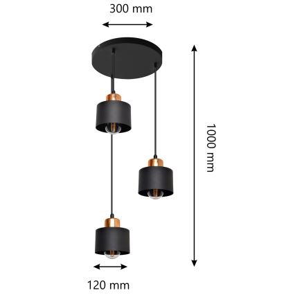Luster na lanku EDISON 3xE27/15W/230V