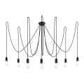 Luster na lanku EDISON 7 7xE27/60W/230V pavúk čierna