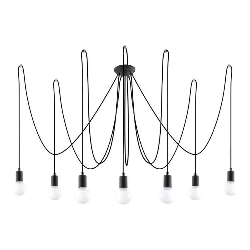 Luster na lanku EDISON 7 7xE27/60W/230V pavúk čierna