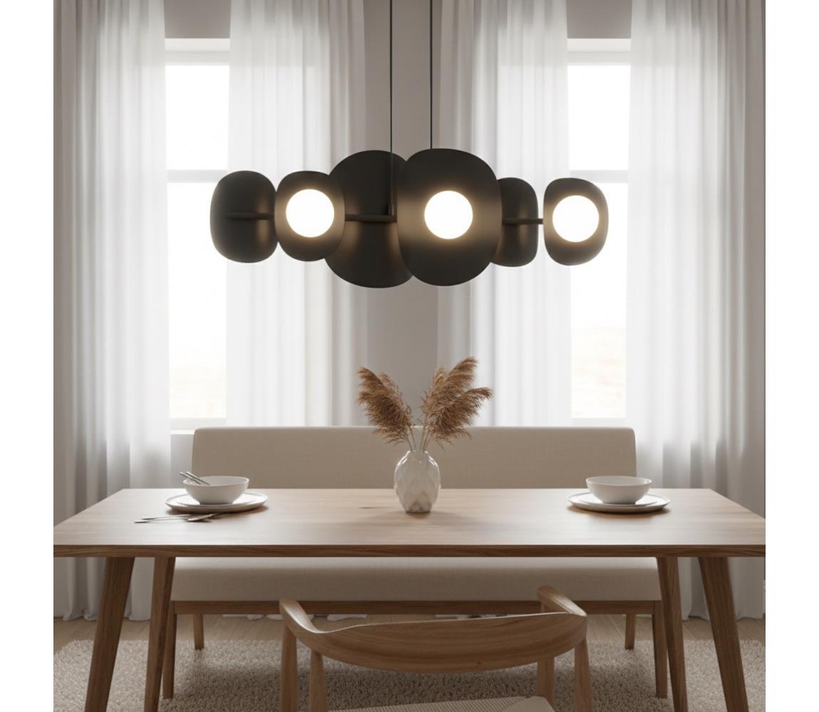 EMIBIG Luster na lanku ELEMENTI 6xG9/8W/230V čierny 1491/6