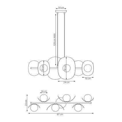 Luster na lanku ELEMENTI 6xG9/8W/230V čierny