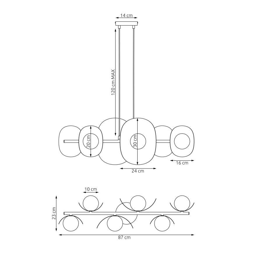 Luster na lanku ELEMENTI 6xG9/8W/230V čierny