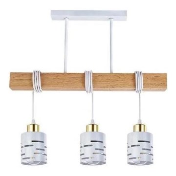 Luster na lanku ELEN 3xE27/35W/230V biela/zlatá/hnedá
