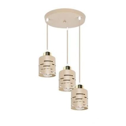 Luster na lanku ELEN 3xE27/35W/230V pr. 29 cm béžová/zlatá
